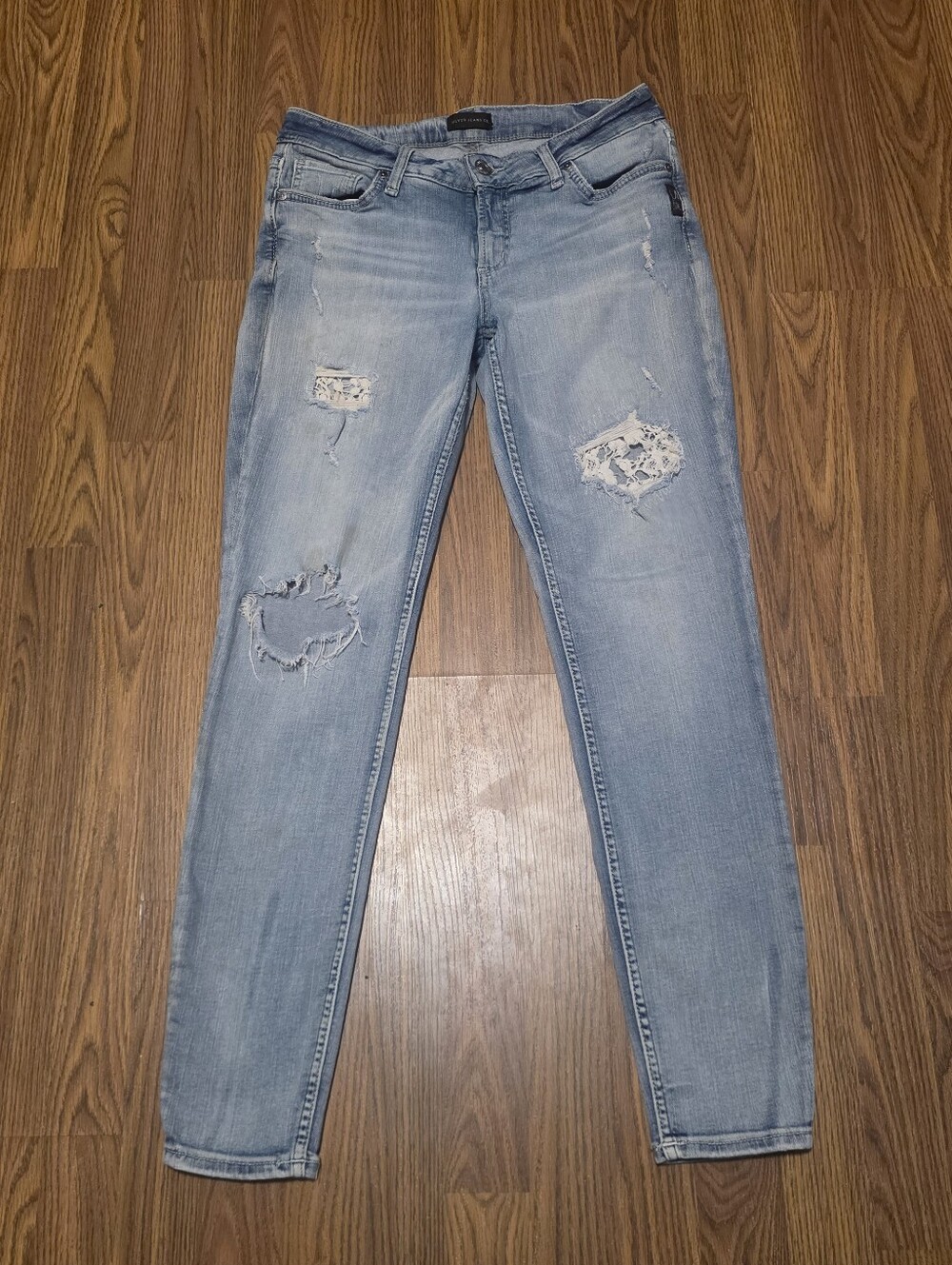 Silver Jeans Co Suki Skinny Women's Distressed Light Blue Denim Jeans W30 L31